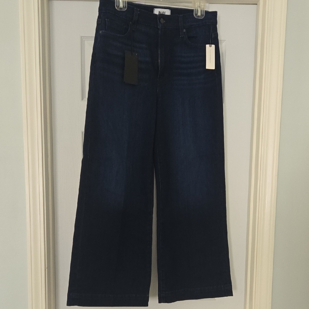 PAIGE Dark Indigo Wide-Leg Jeans
